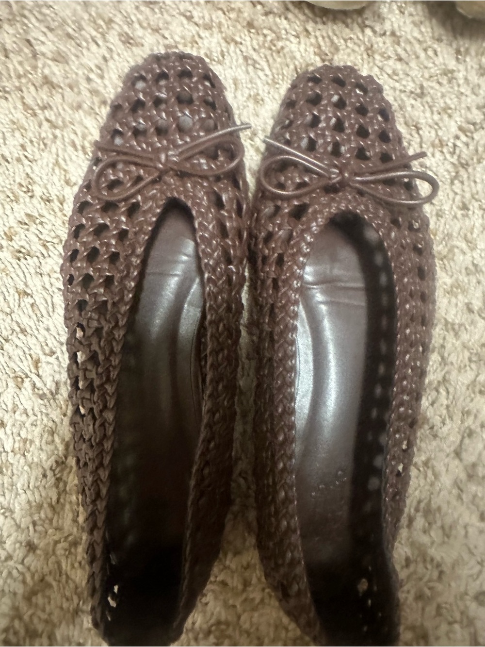 Willow Brown Woven Bow Flats
